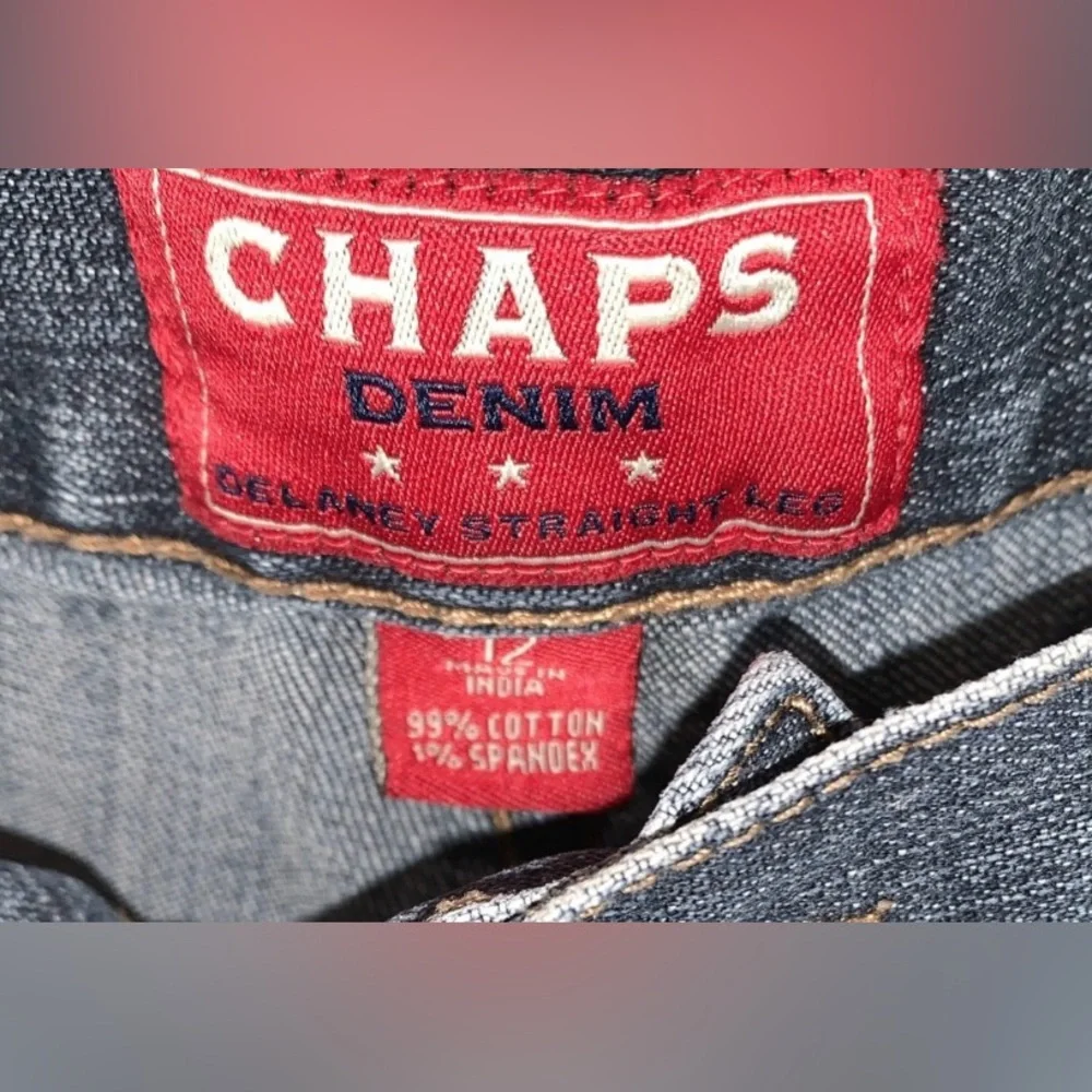 Chaps Women's Straight Leg Blue Denim Jeans Size 12 99% Cotton 1% Spandex